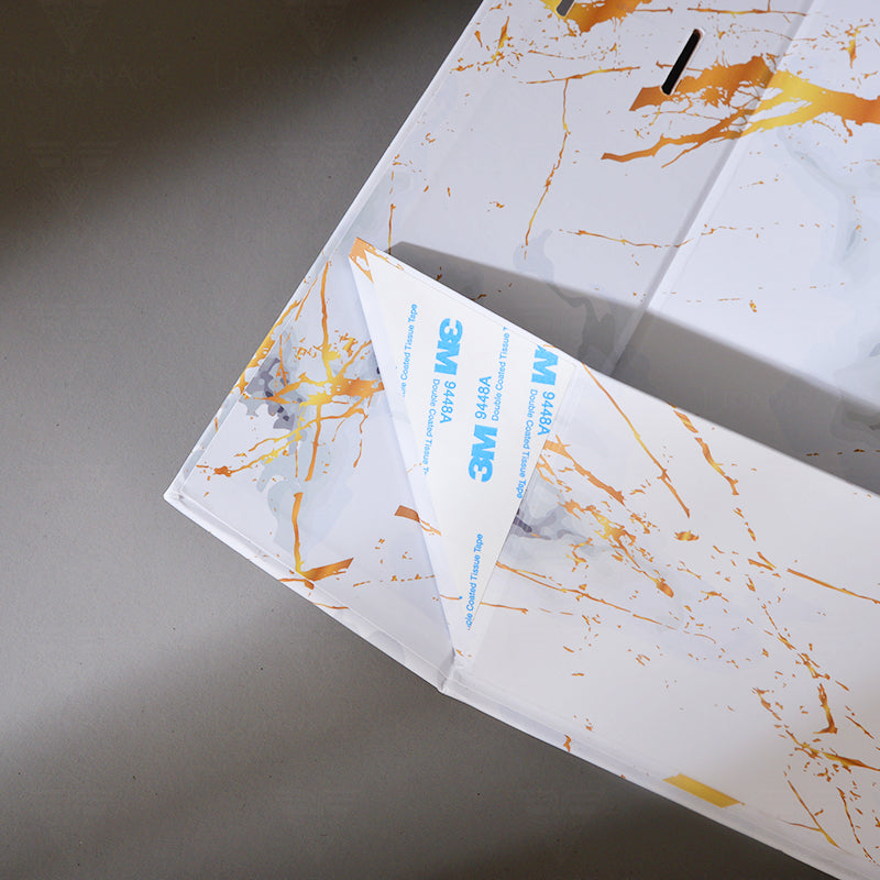 Custom Marble Print Folding Gift Box with Gold Accents