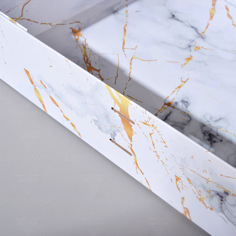 Custom Marble Print Folding Gift Box with Gold Accents