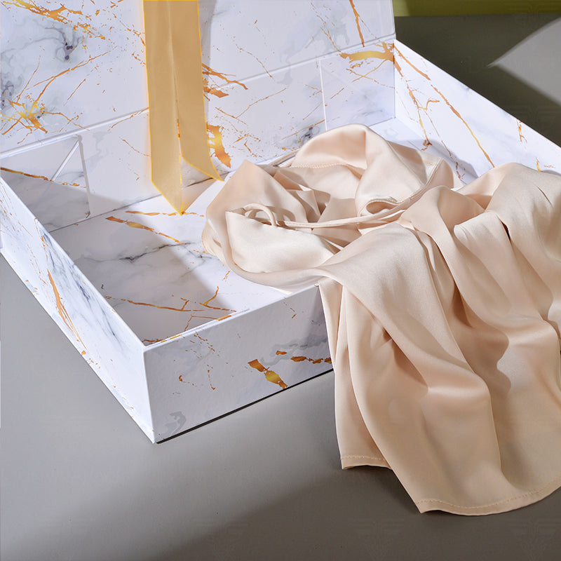 Custom Marble Print Folding Gift Box with Gold Accents