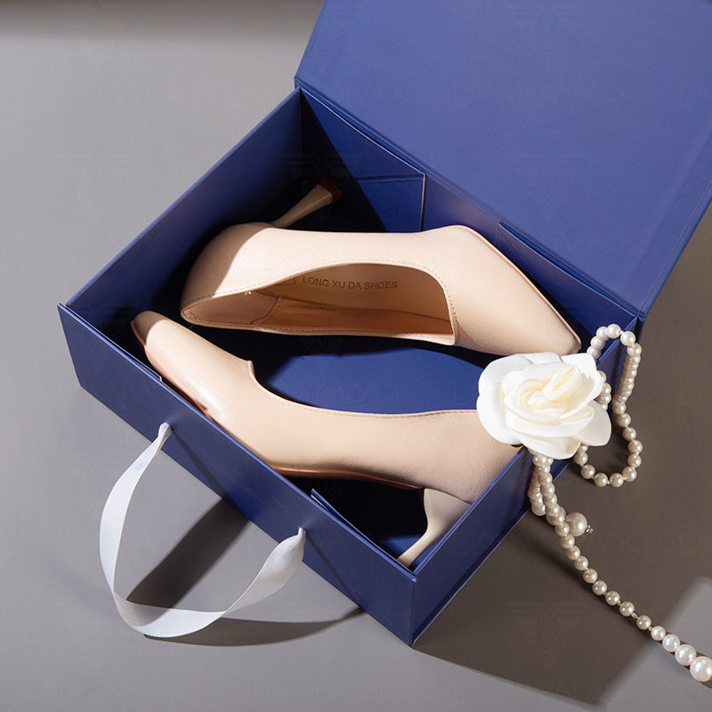 Custom Navy Blue Gift Box with Gold Logo