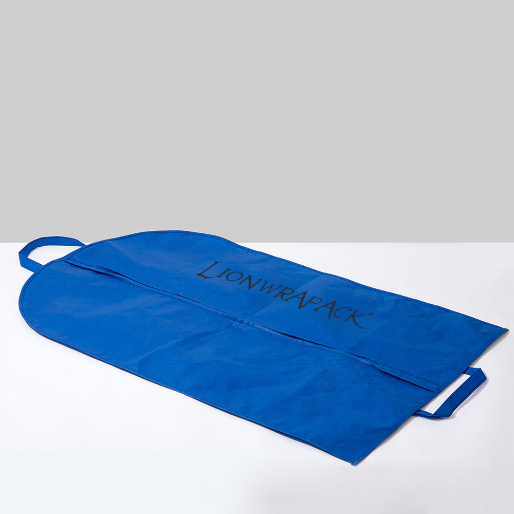 Blue branded fabric packaging pouch sample by Lionwrapack