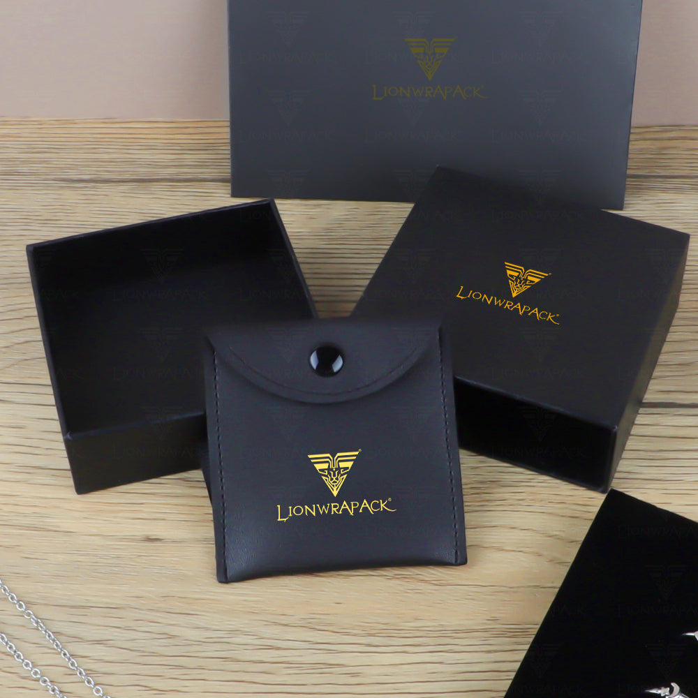 Custom Black Jewelry Packaging Set with Pouches