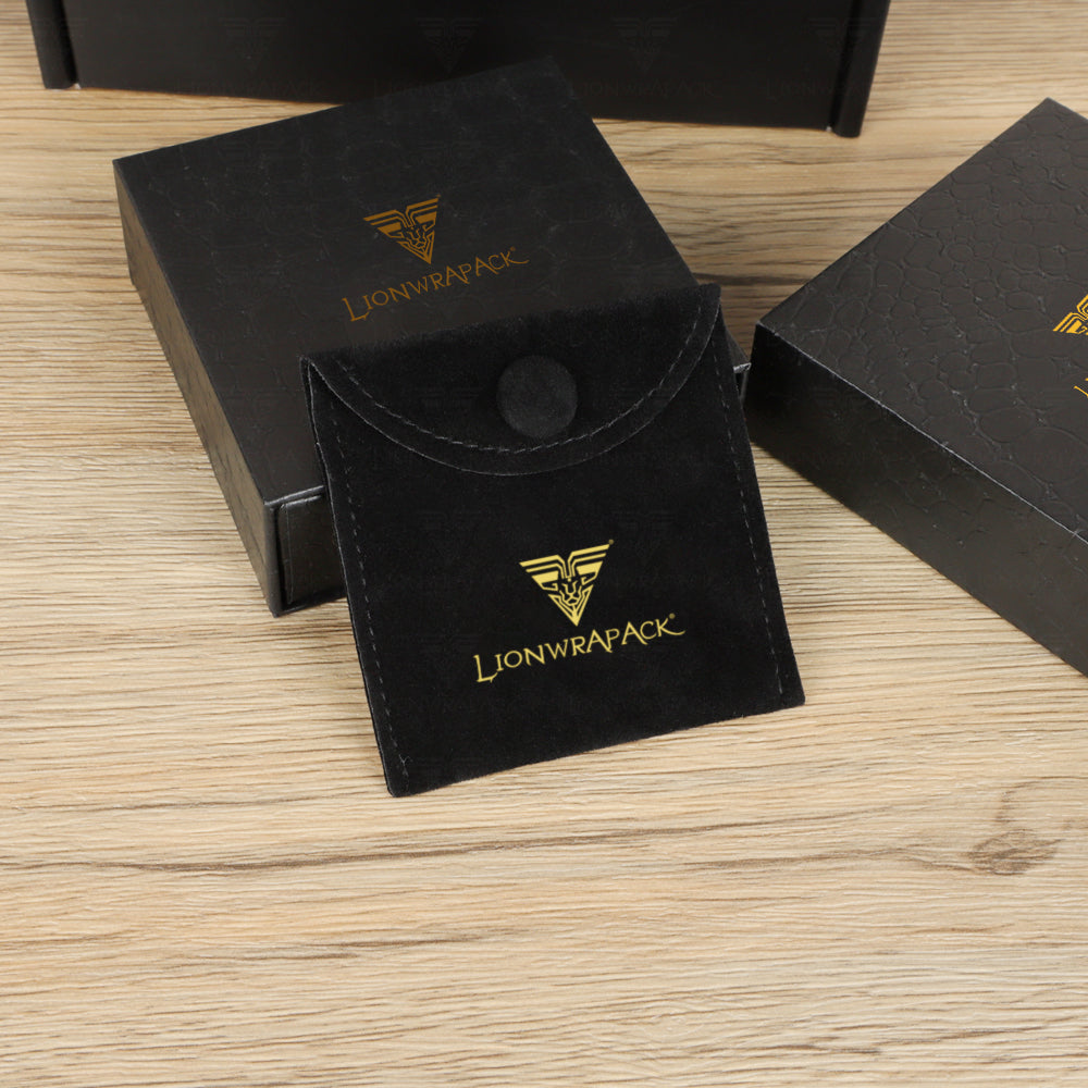 Custom Black Jewelry Packaging Set with Pouches