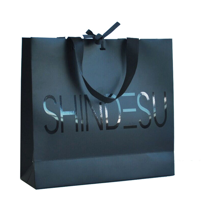 Custom Black Paper Shopping Bag with Rope Handles