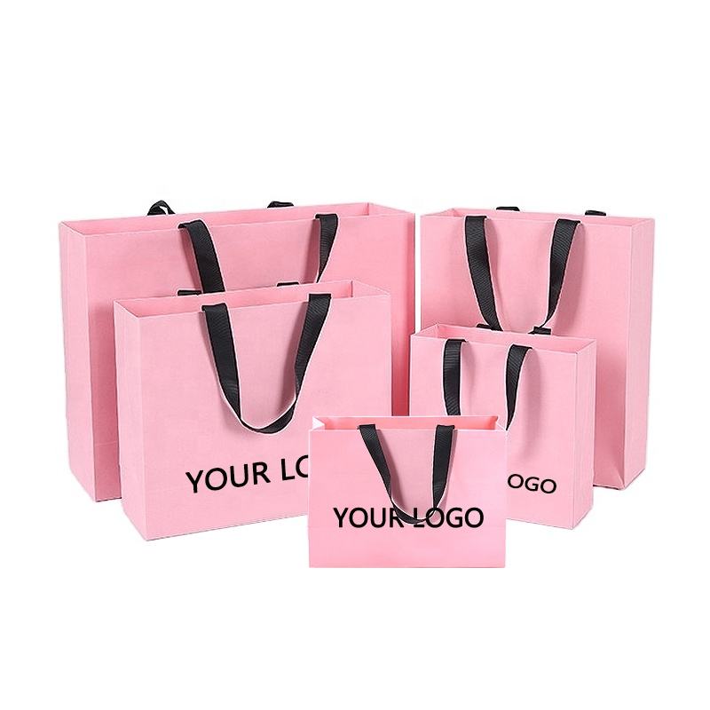 Custom Pink Paper Shopping Bag – Style 001
