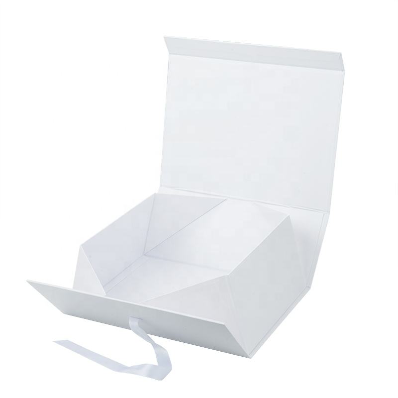 Custom White Gift Box with Ribbon Closure