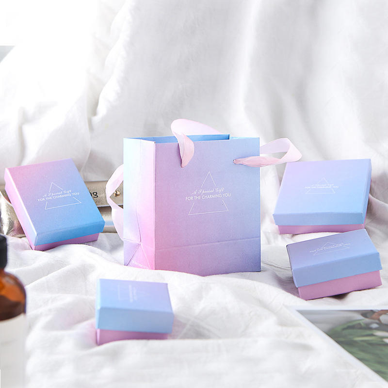 Custom Gradient Jewelry Gift Box and Shopping Bag Set