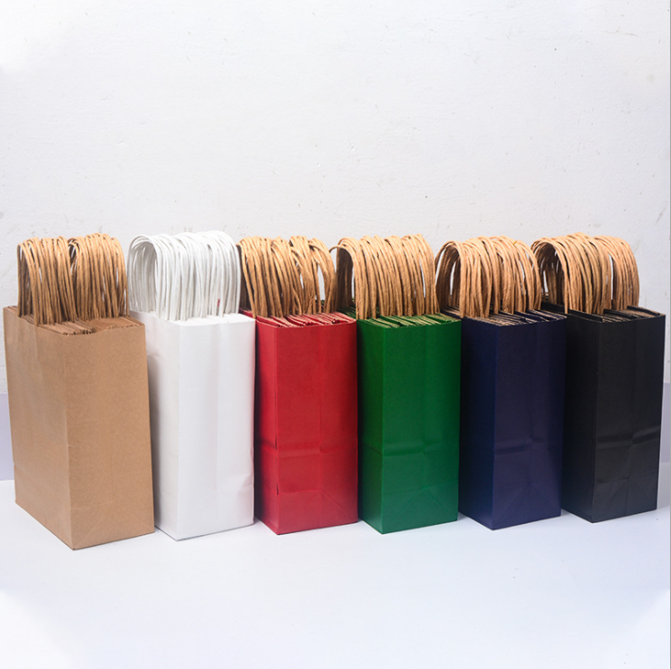 Custom Kraft Paper Shopping Bags with Twisted Handles