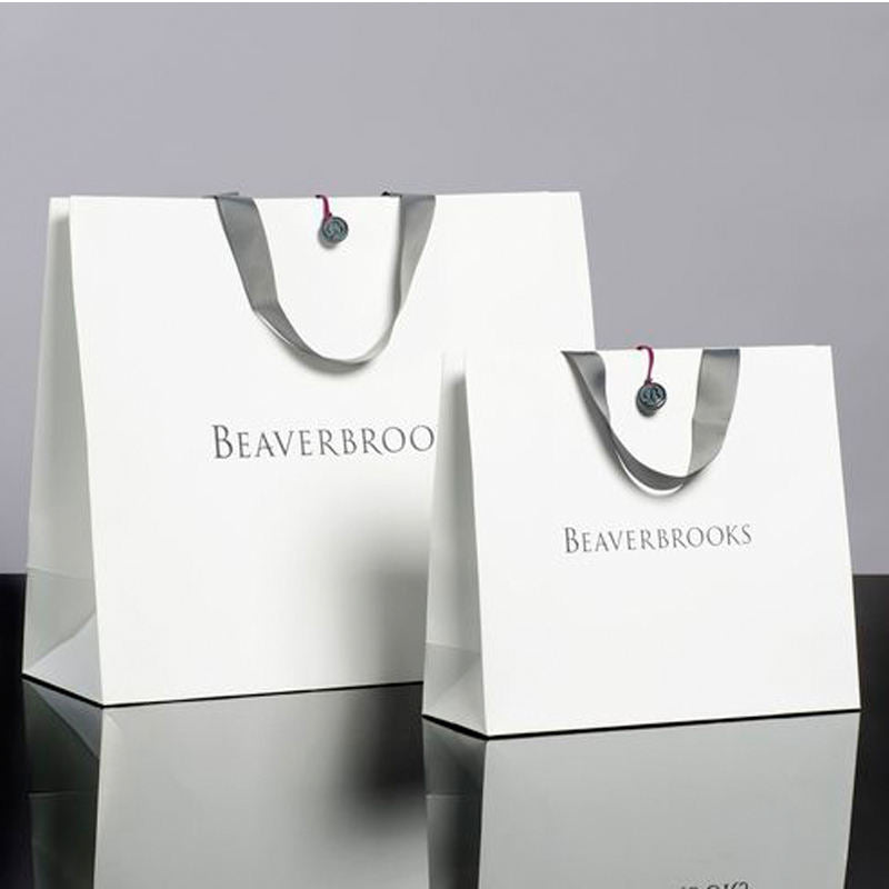 Lionwrapack Printing Foldable White Kraft Paper Carrier Bag