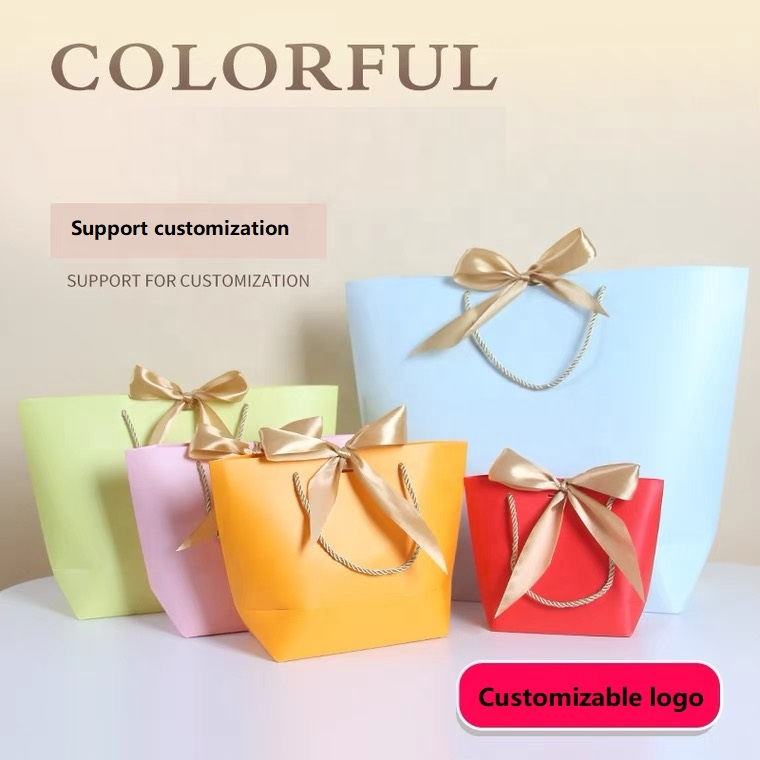 Lionwrapack Shopping Green Paper Gift Bags With Ribbon Handles