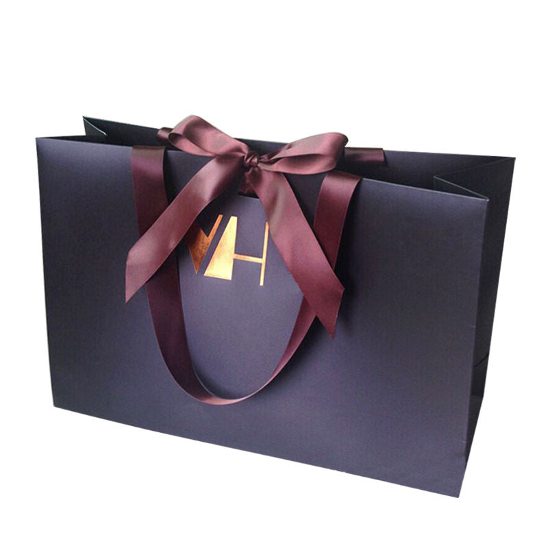 Custom Black Paper Shopping Bag with Rope Handles