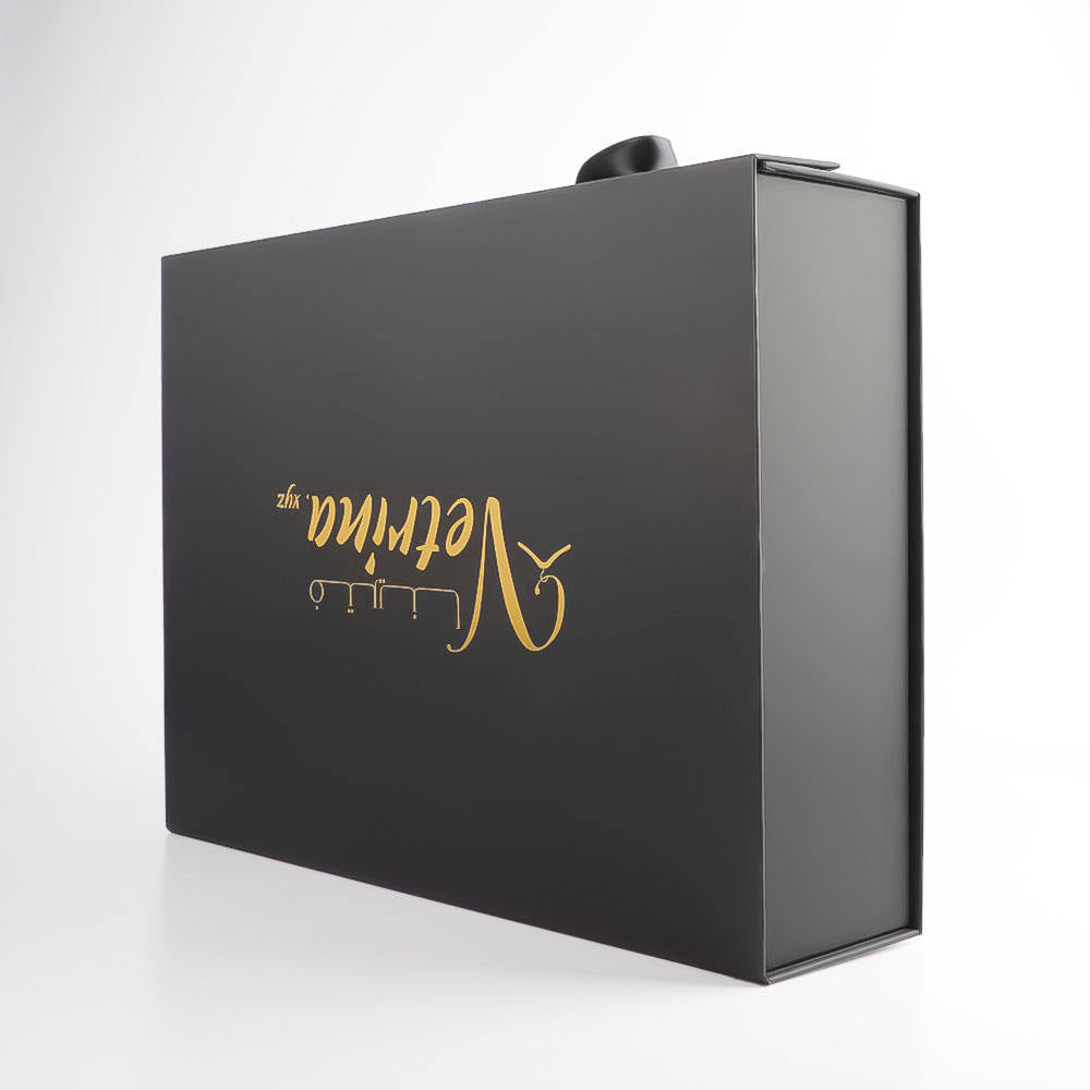 Custom Black Gift Box with Ribbon Closure