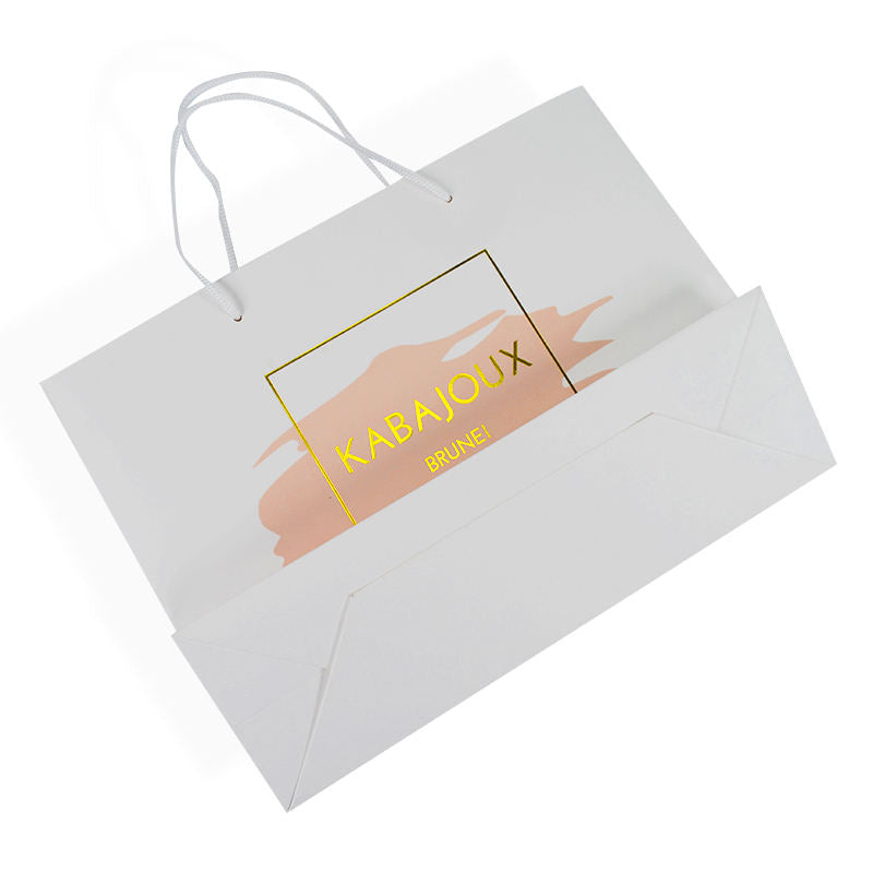 Lionwrapack stamping printed white gift paper shopping bags
