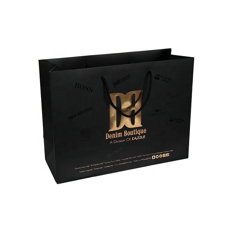 Custom Black Paper Shopping Bag – Style 002