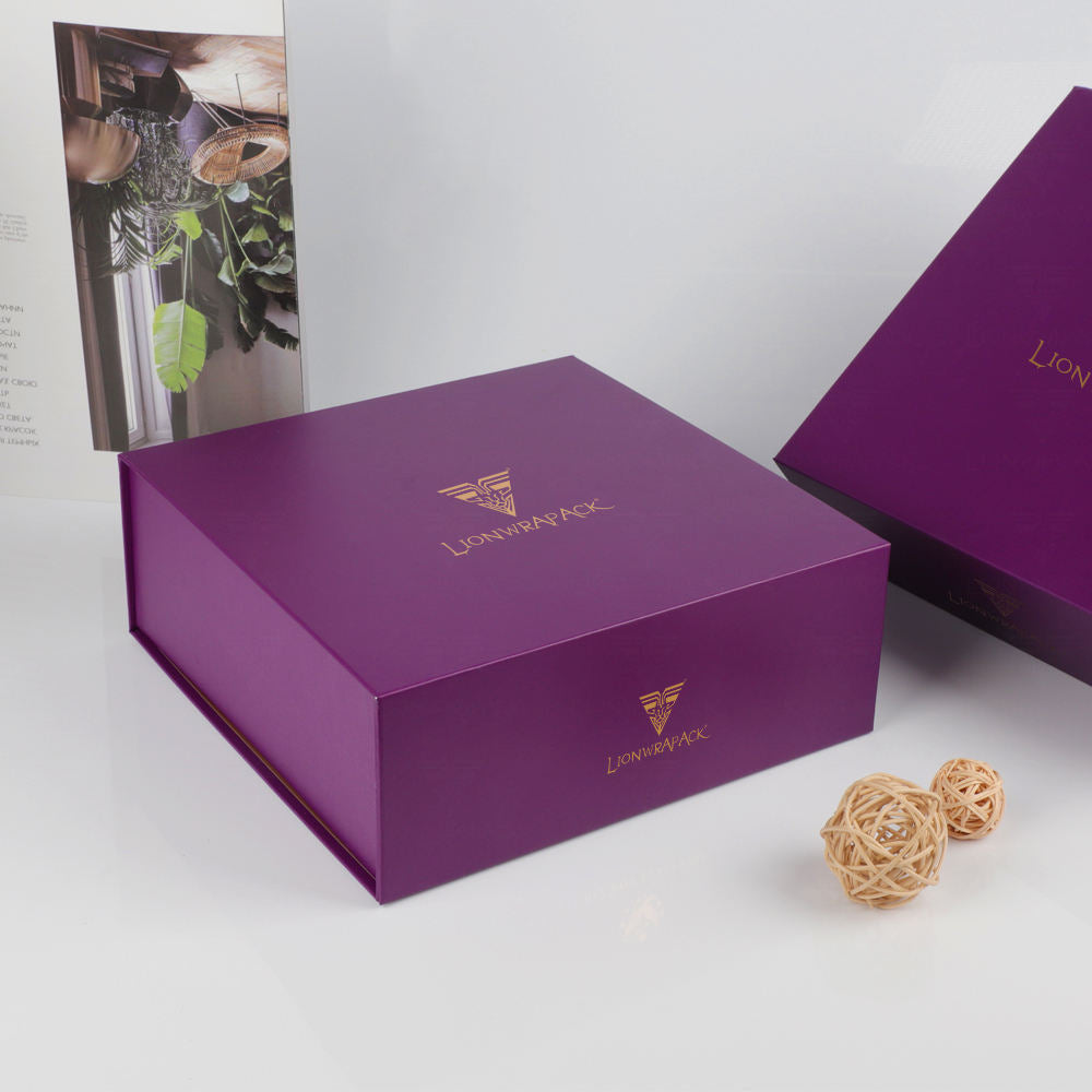 Purple Square Paper Folding Magnetic Packaging Gift Box