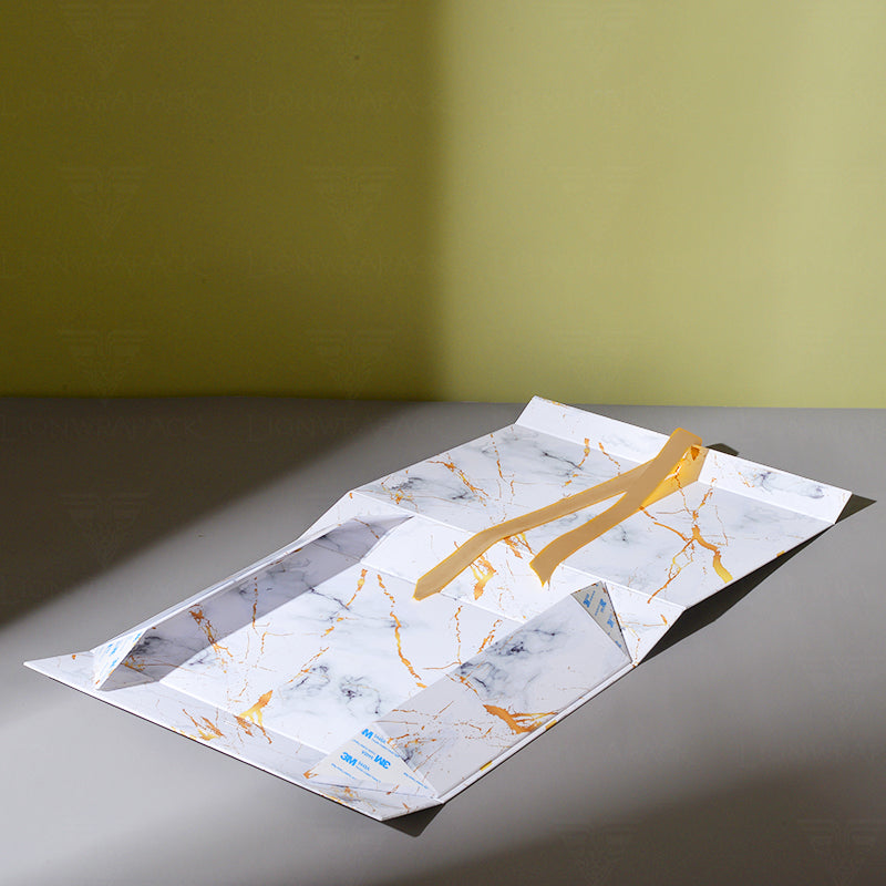 Custom Marble Print Folding Gift Box with Gold Accents
