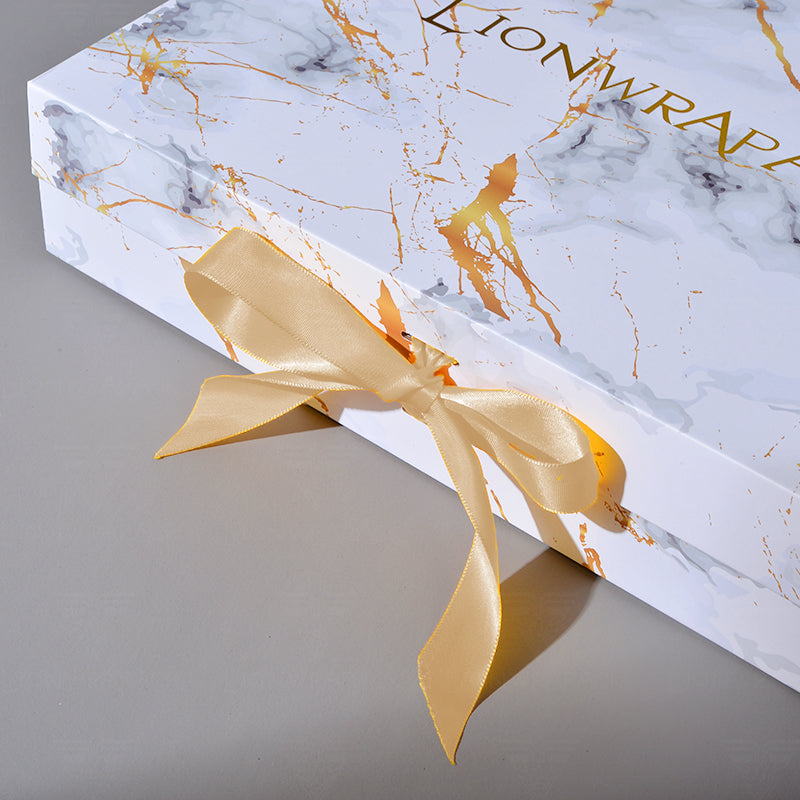 Custom Marble Print Folding Gift Box with Gold Accents