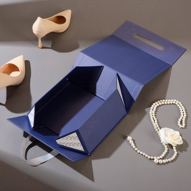 Custom Navy Blue Gift Box with Gold Logo