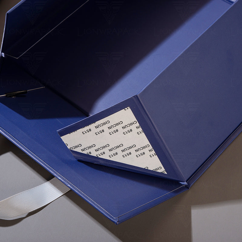 Custom Navy Blue Gift Box with Gold Logo