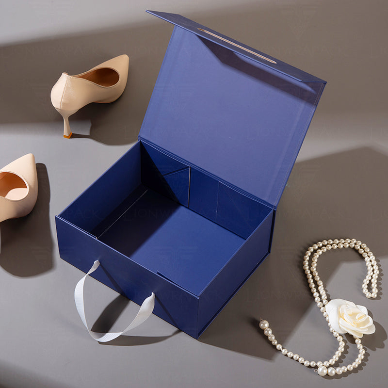 Custom Navy Blue Gift Box with Gold Logo