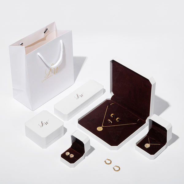 Custom Logo Luxury Leather Jewelry Box Set - Elegant Gift Packaging