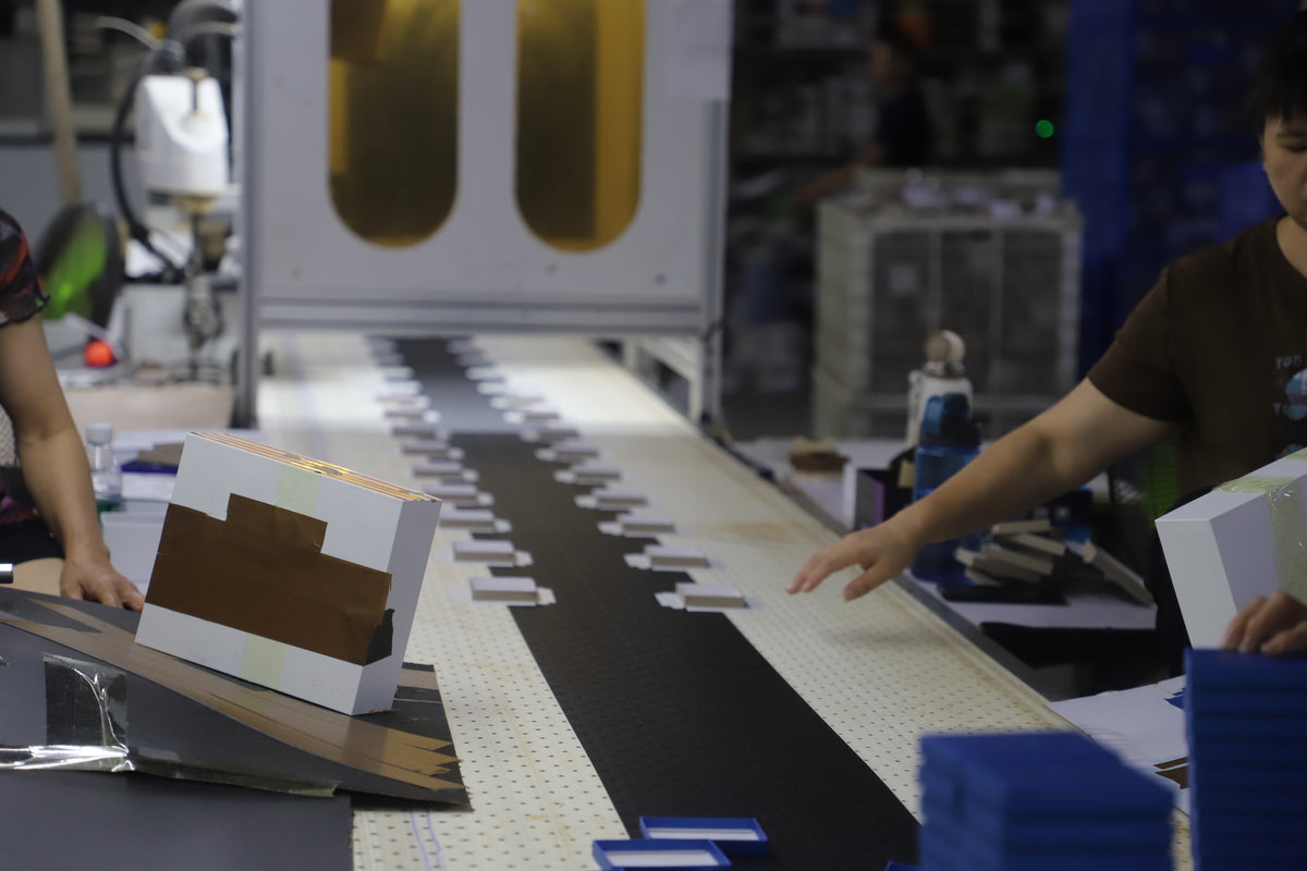 automated conveyor line for paper box forming and packaging production