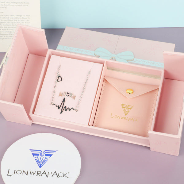 Lionwrapack Cardboard Drawer Jewelry Packaging Box Pink Pouch Gift Boxes Necklace Earring Bracelet Ring Magnet Jewelry Box