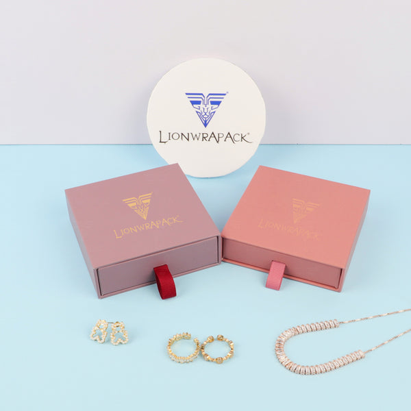 Lionwrapack Cardboard Drawer Jewelry Storage Packaging Box Drawer Sliding Satin Necklace Jewelry Box Organizer
