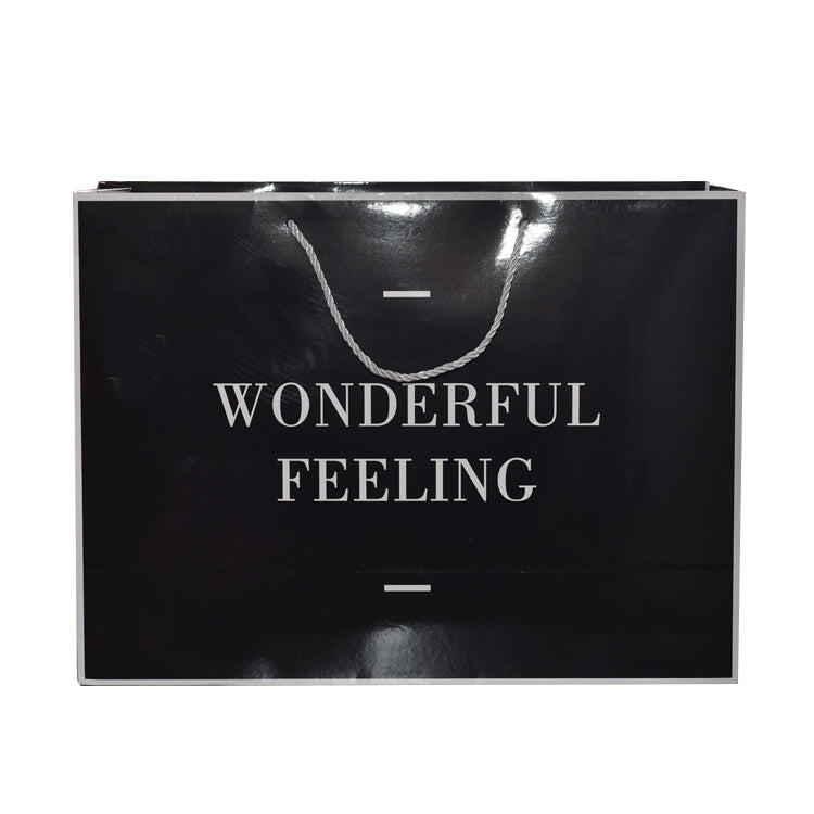 Custom Black Paper Shopping Bag with Rope Handles