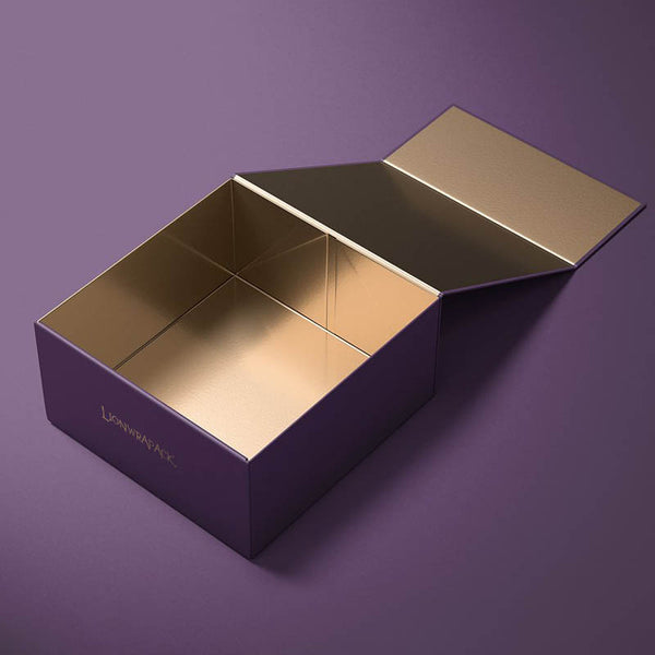 Lionwrapack Custom Logo Recycled Cardboard Folding Packaging Magnetic box Closure Purple Flat Foldable Paper Gift Boxes