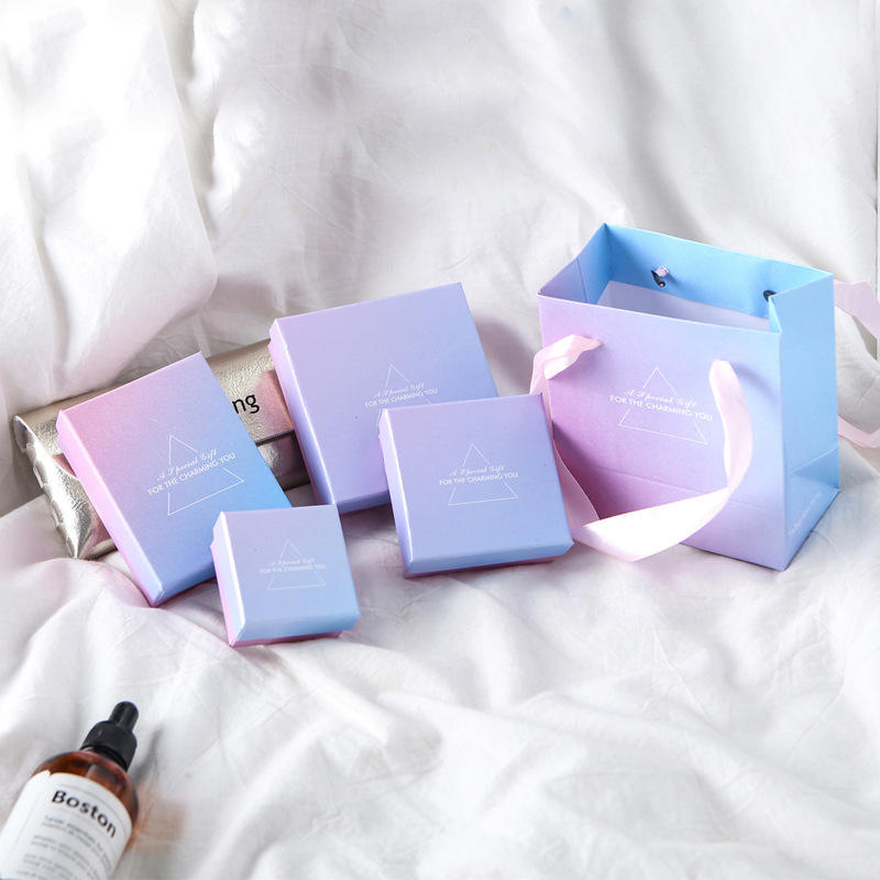 Custom Gradient Jewelry Gift Box and Shopping Bag Set