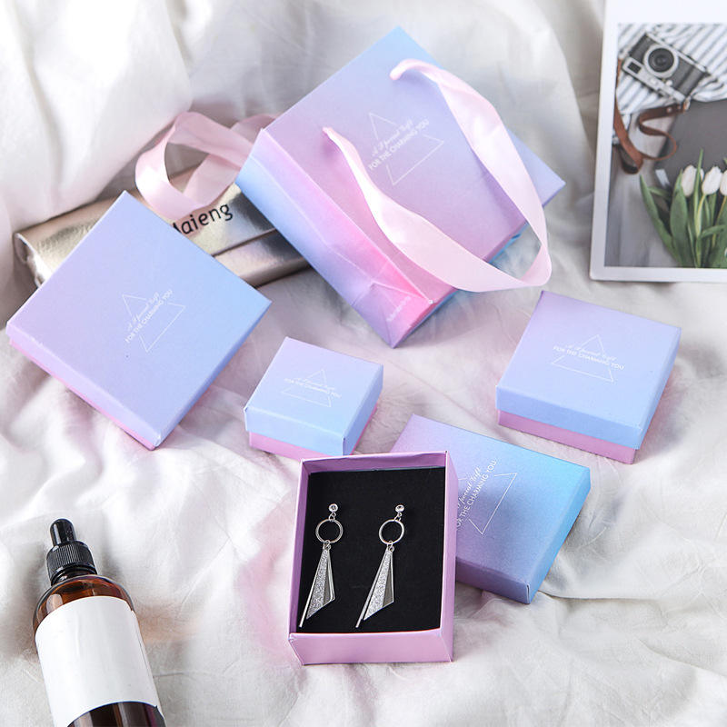 Custom Gradient Jewelry Gift Box and Shopping Bag Set