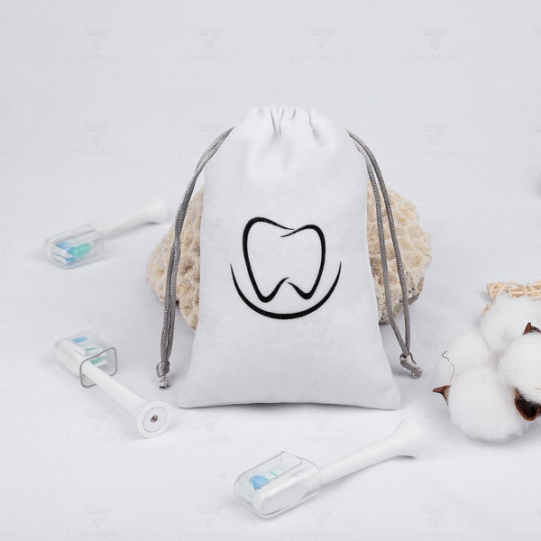 Lionwrapack electric toothbrush Shaver packaging bag custom logo white drawstring velvet pouch