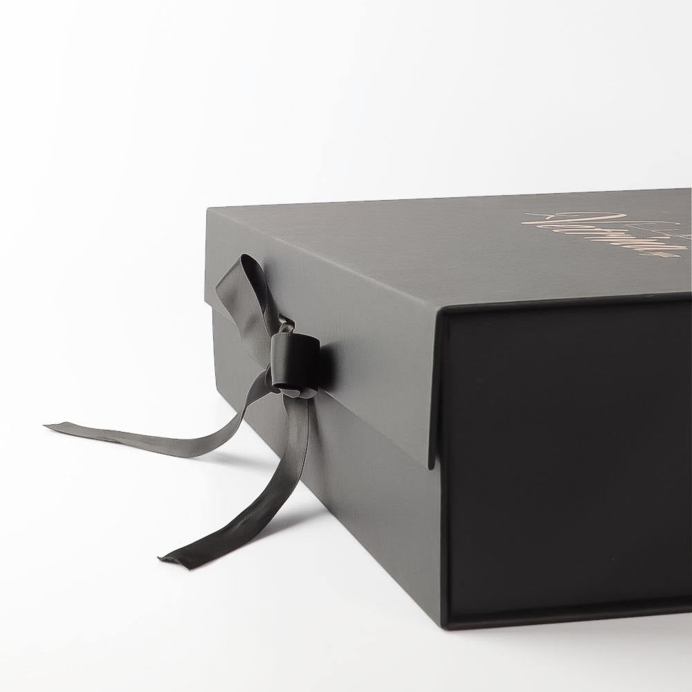 Custom Black Gift Box with Ribbon Closure