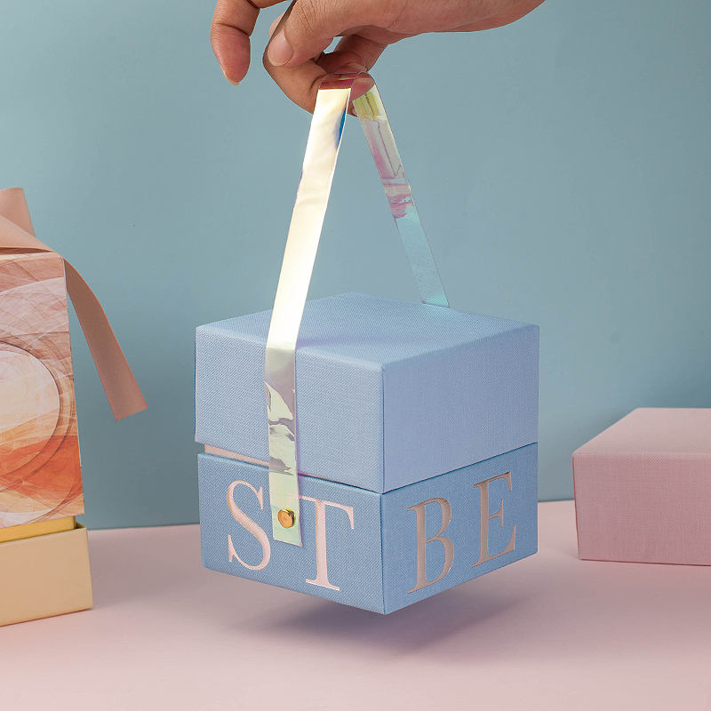 Custom Blue Lid-and-Base Gift Box