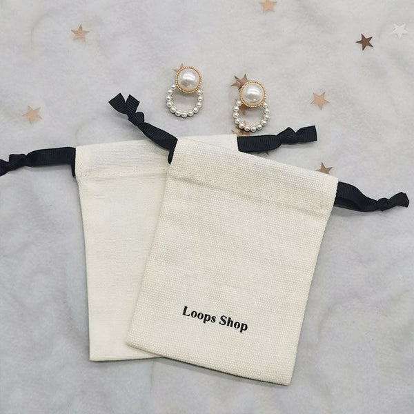 Lionwrapack white Cotton Canvas Custom Drawstring Bag Small Jewelry Gift Bags Canvas Jewelry Pouch