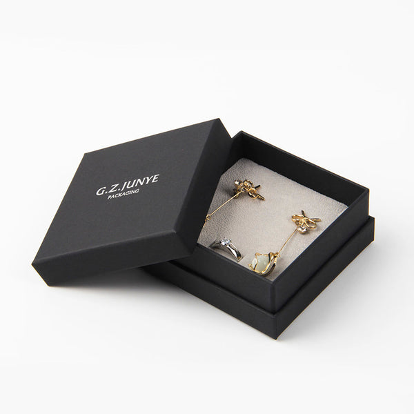Lionwrapack craft paper black lid and base box cardboard jewelry earring gift box