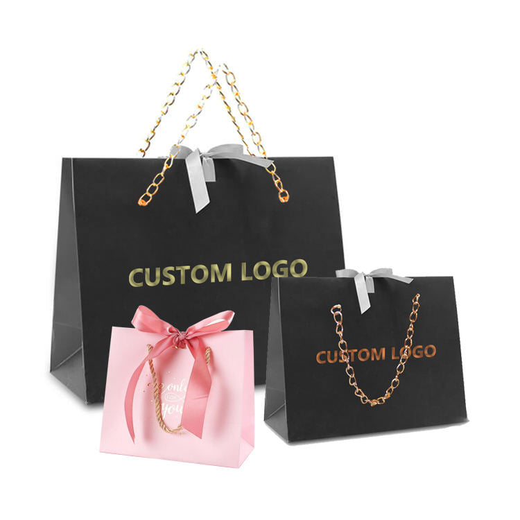 Custom Black Paper Shopping Bag – Style 002