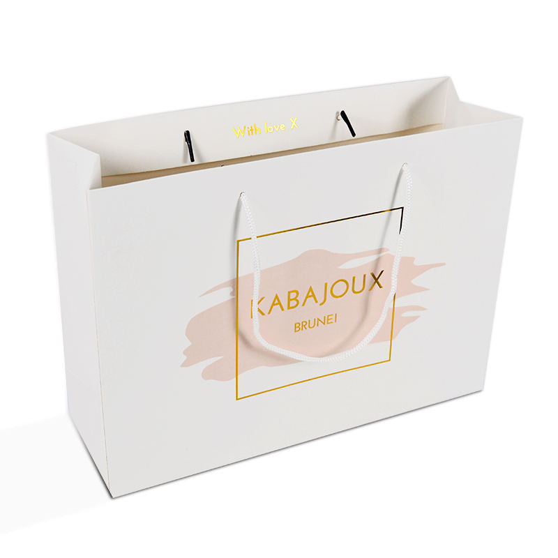 Lionwrapack stamping printed white gift paper shopping bags