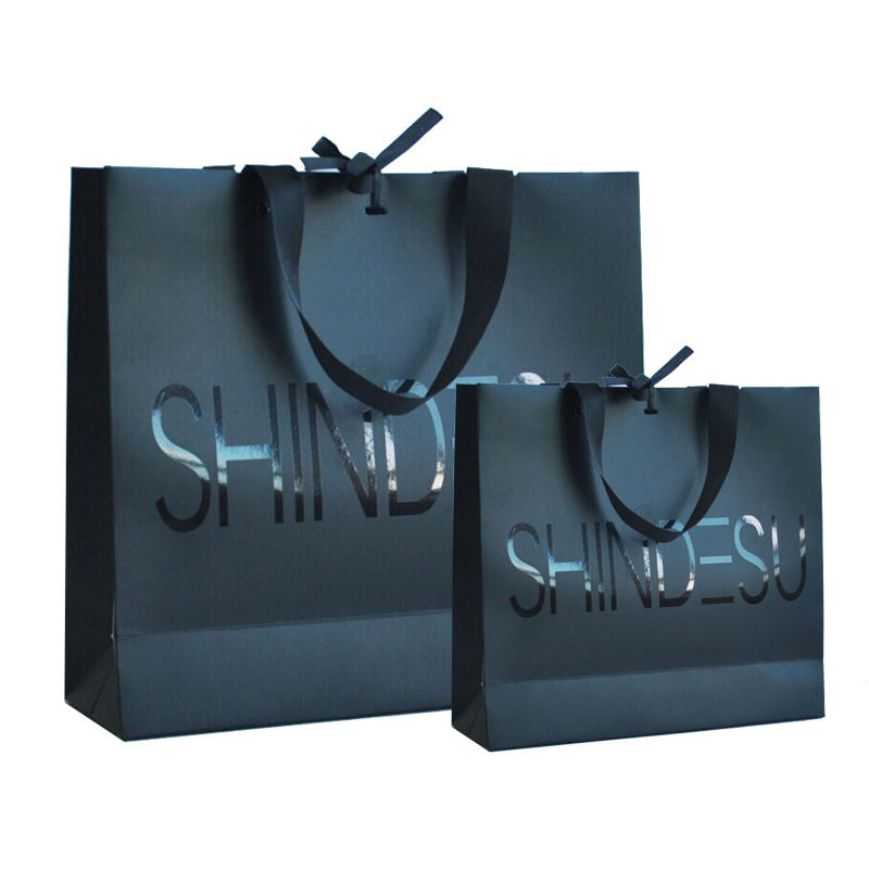 Custom Black Paper Shopping Bag with Rope Handles