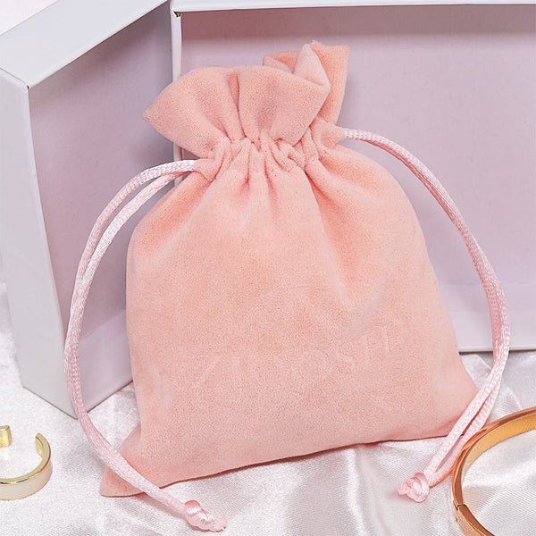 Lionwrapack Drawstring cosmetic packaging pink velvet jewellery bag pink jewelry pouch