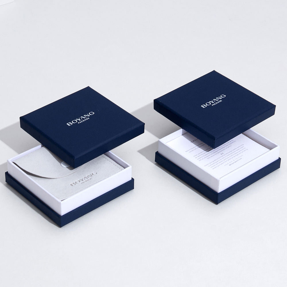 Custom Navy and White Lid-and-Base Jewelry Gift Box