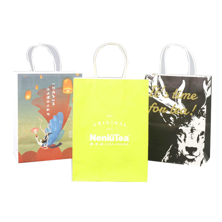 Custom Kraft Paper Shopping Bags with Twisted Handles