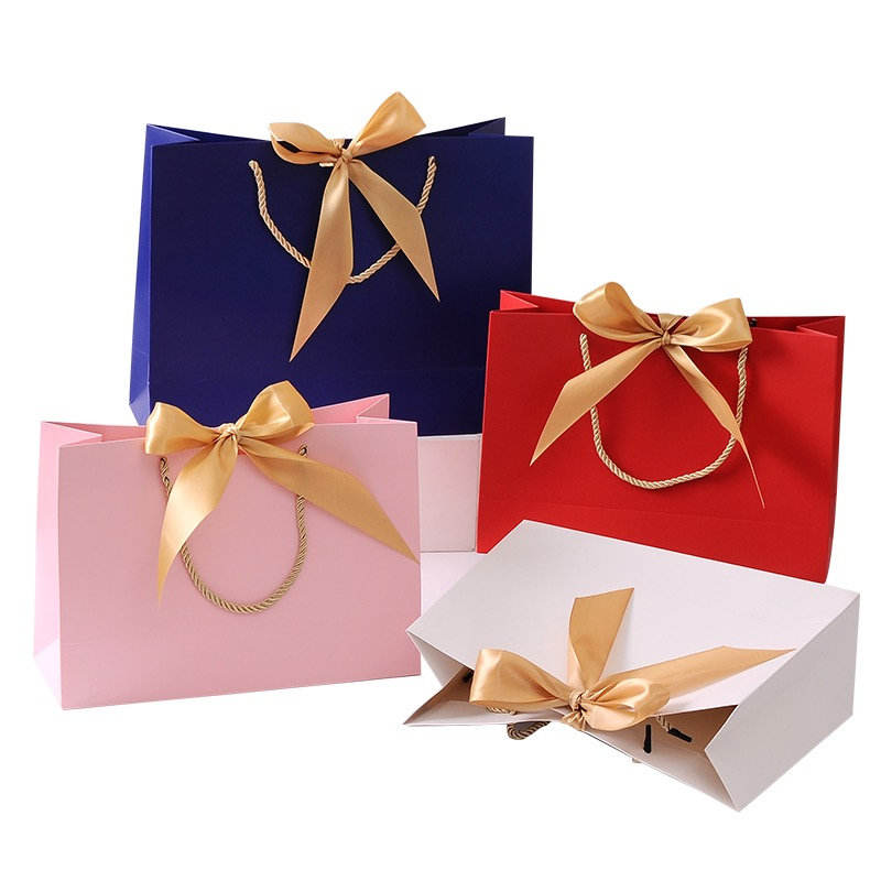 Lionwrapack Shopping Green Paper Gift Bags With Ribbon Handles