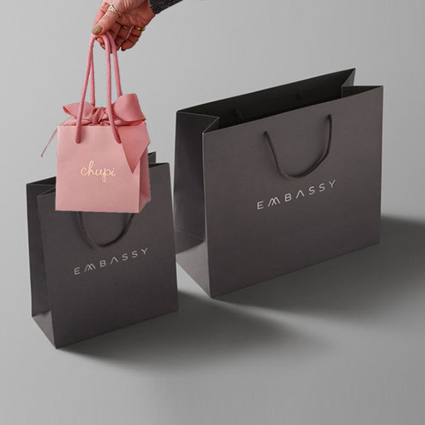 Lionwrapack Shopping Gift Paperbag Packaging Boutique Bags Matte Black Paper Bag