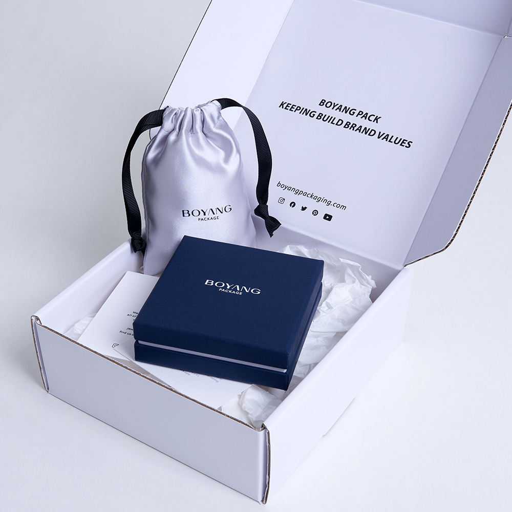 Custom Navy and White Lid-and-Base Jewelry Gift Box