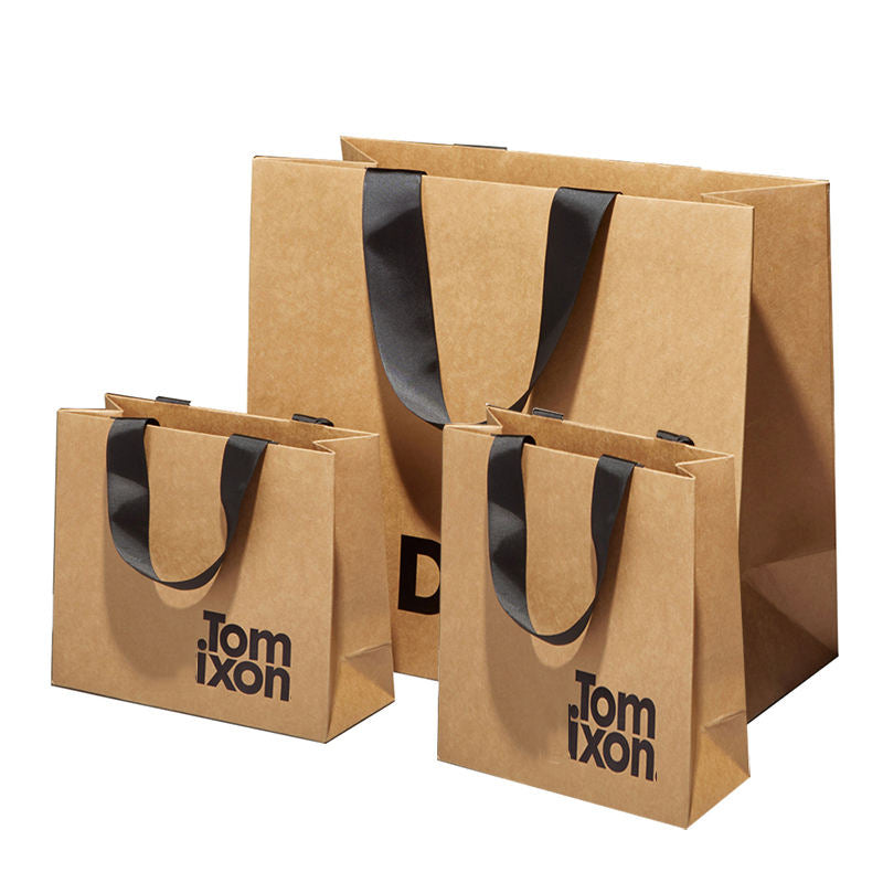 Custom Black Paper Shopping Bag with Rope Handles