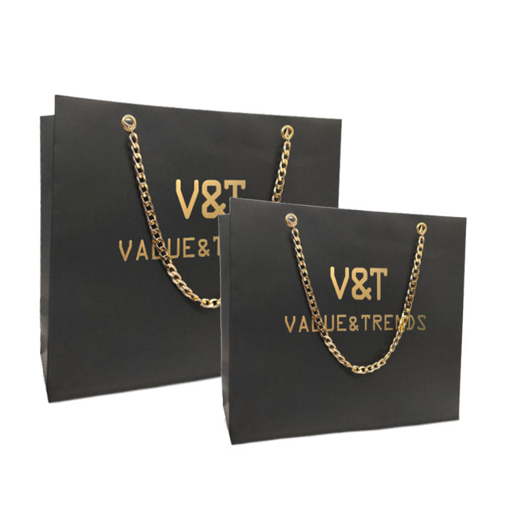 Custom Black Paper Shopping Bag with Rope Handles