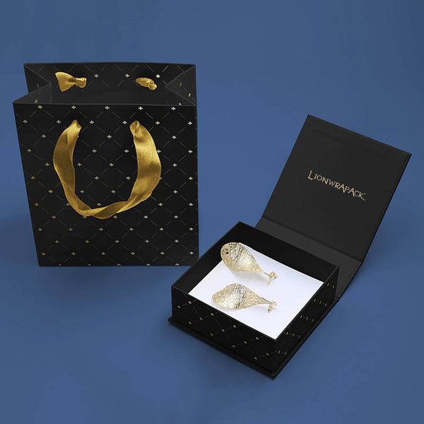 Lionwrapack Custom Logo Printed Cardboard Paper Drawer Luxury Paper Bag Necklace Earring Jewelry Box Packaging