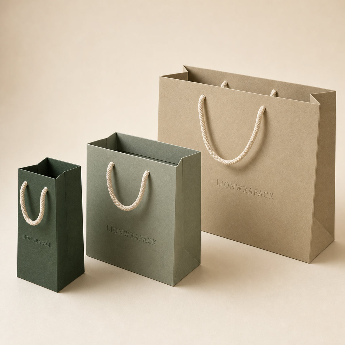 Forest green botanical and coral printed paper shopping bags